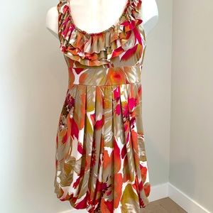Ruffle floral tie back dress